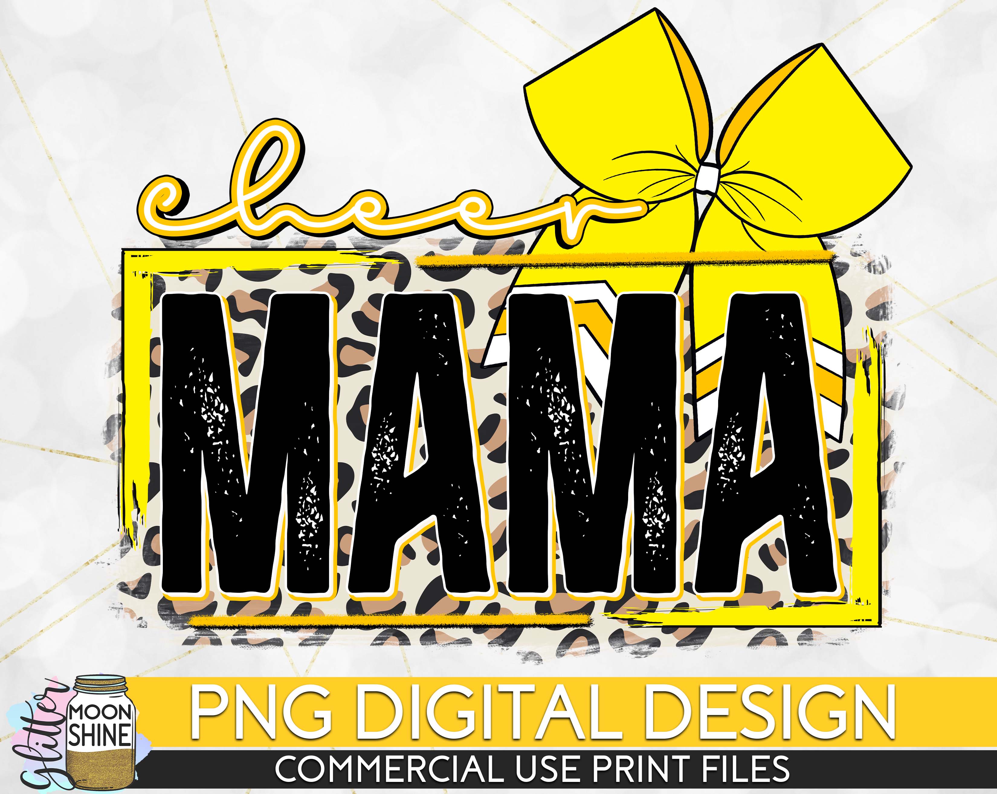 Baseball Themed Glitter Leopard Brushstrokes Sublimation Png 