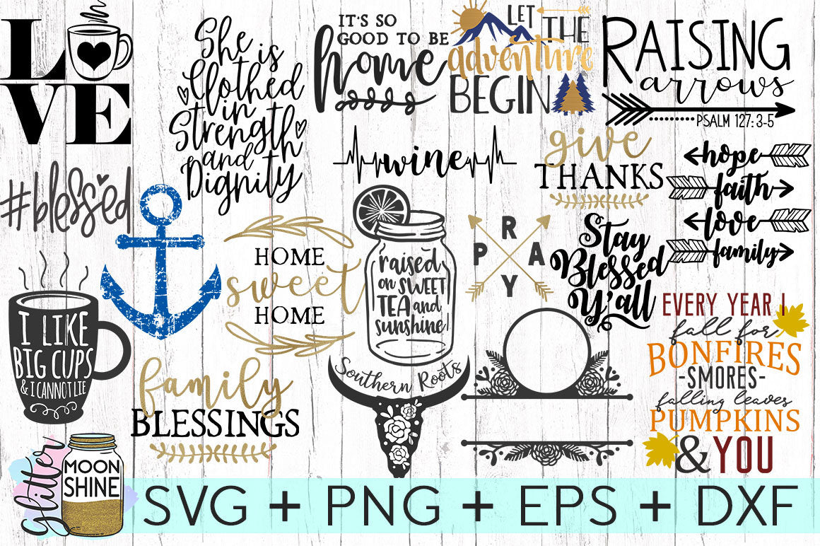 HUGE Sign Making Bundle of 40 SVG DXF PNG EPS – Glitter Moonshine Designs